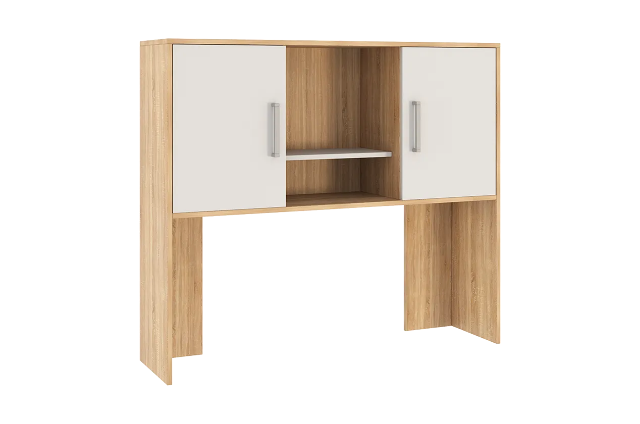 Надстройка стола компьютерного 1200 Лайт-2 дуб сонома/белый в Нефтеюганске - nefteyugansk.mebel-tymen.ru | фото