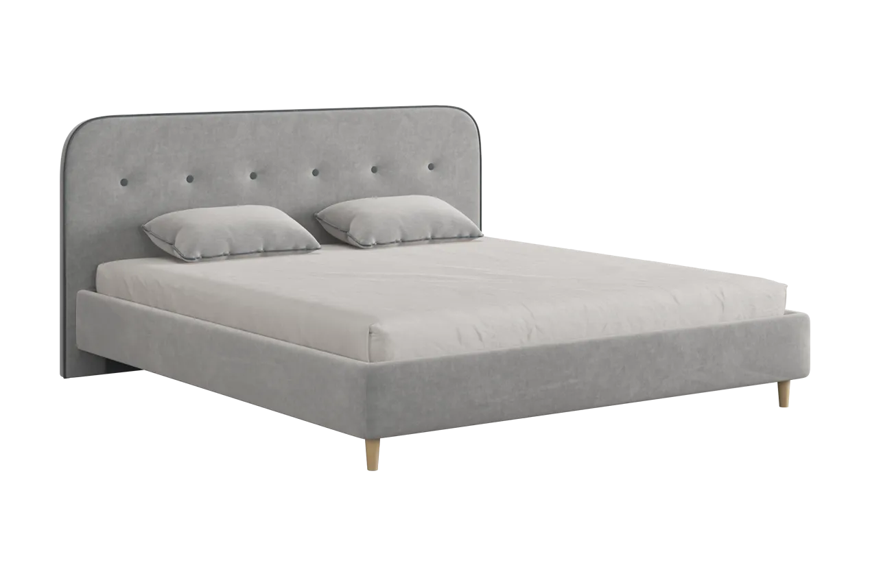 Кровать с основанием Лео 180х200 см галька (велюр)/графит (велюр) в Нефтеюганске - nefteyugansk.mebel-tymen.ru | фото