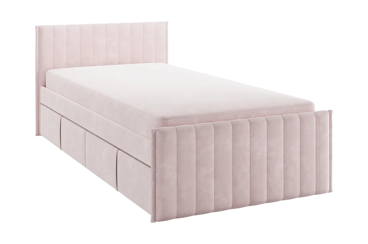 Кровать с ящиками Твикс 90х200 см нежно-розовый (велюр) в Нефтеюганске - nefteyugansk.mebel-tymen.ru | фото