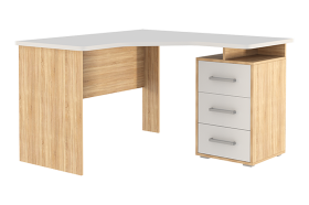 Стол компьютерный 1200 угловой Лайт-2 дуб сонома/белый в Нефтеюганске - nefteyugansk.mebel-tymen.ru | фото