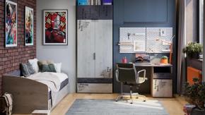 Детская «Оксфорд-2» Матера, Дуб крафт белый с рисунком в Нефтеюганске - nefteyugansk.mebel-tymen.ru | фото