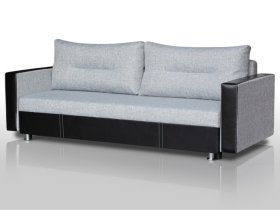 Диван Комфорт с прямыми подлокотниками грей/кожзам в Нефтеюганске - nefteyugansk.mebel-tymen.ru | фото