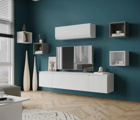 Гостиная МЭНКС №2 Белый/Белый-Серый графит в Нефтеюганске - nefteyugansk.mebel-tymen.ru | фото