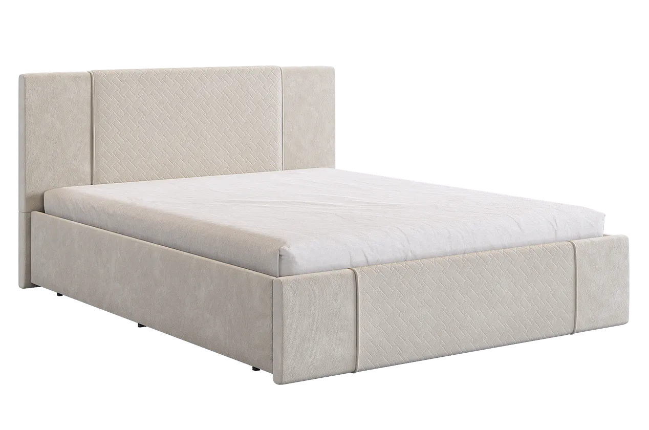 Кровать с основанием Хлоя 160х200 см крем (велюр) в Нефтеюганске - nefteyugansk.mebel-tymen.ru | фото