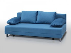 Диван Комфорт без подлокотников 4 подушки микровелюр голубой в Нефтеюганске - nefteyugansk.mebel-tymen.ru | фото