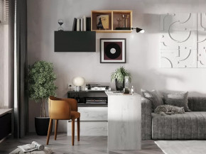 Комод с приставным столом Кент-1 Секция-5-6 Дуб Крафт Белый/Антрацит в Нефтеюганске - nefteyugansk.mebel-tymen.ru | фото