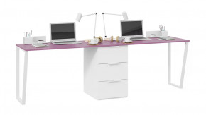 Комплект столов письменных с 1 тумбой универсальной «Порто» Белый, Фиолетовый в Нефтеюганске - nefteyugansk.mebel-tymen.ru | фото