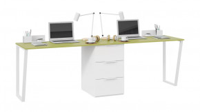 Комплект столов письменных с 1 тумбой универсальной «Порто» Белый, Зеленый в Нефтеюганске - nefteyugansk.mebel-tymen.ru | фото