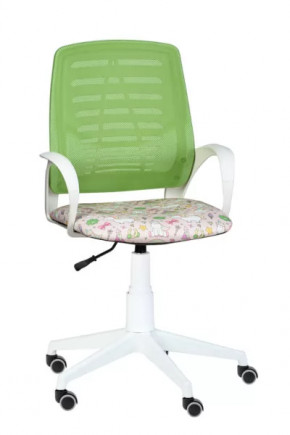 Кресло Ирис WHITE, сетка W (салатовая)/ткань Т54 (единорог) (подлокот.084) белая крестовина в Нефтеюганске - nefteyugansk.mebel-tymen.ru | фото