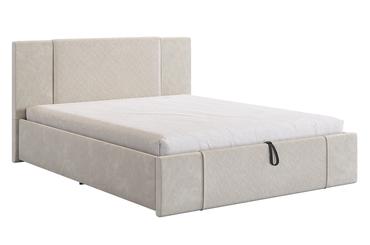 Кровать с подъемным механизмом Хлоя 160х200 см крем (велюр) в Нефтеюганске - nefteyugansk.mebel-tymen.ru | фото