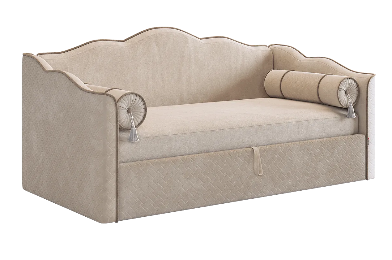 Кровать-софа Лея К1 90х200 см крем (велюр)/латте (велюр) в Нефтеюганске - nefteyugansk.mebel-tymen.ru | фото