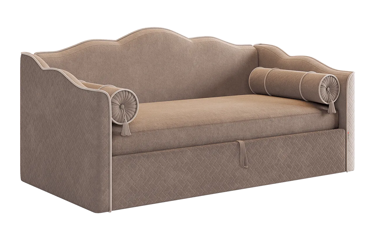 Кровать-софа Лея К1 90х200 см латте (велюр)/крем (велюр) в Нефтеюганске - nefteyugansk.mebel-tymen.ru | фото