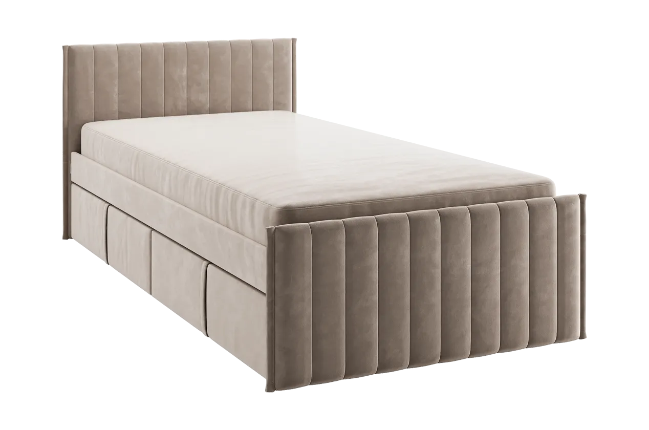Кровать с ящиками Твикс 90х200 см латте (велюр) в Нефтеюганске - nefteyugansk.mebel-tymen.ru | фото