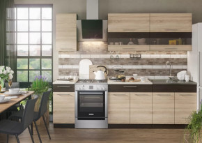 Кухонный гарнитур Маша 2,0 м венге/дуб сонома в Нефтеюганске - nefteyugansk.mebel-tymen.ru | фото