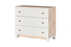 Ланзетти Комод 3 ящика Дуб Торонто/Жемчуг в Нефтеюганске - nefteyugansk.mebel-tymen.ru | фото