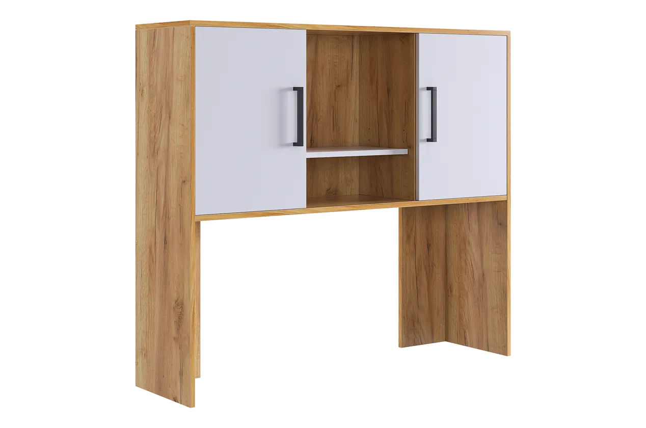 Надстройка стола компьютерного 1200 Лайт-2 дуб крафт золотой/белый в Нефтеюганске - nefteyugansk.mebel-tymen.ru | фото