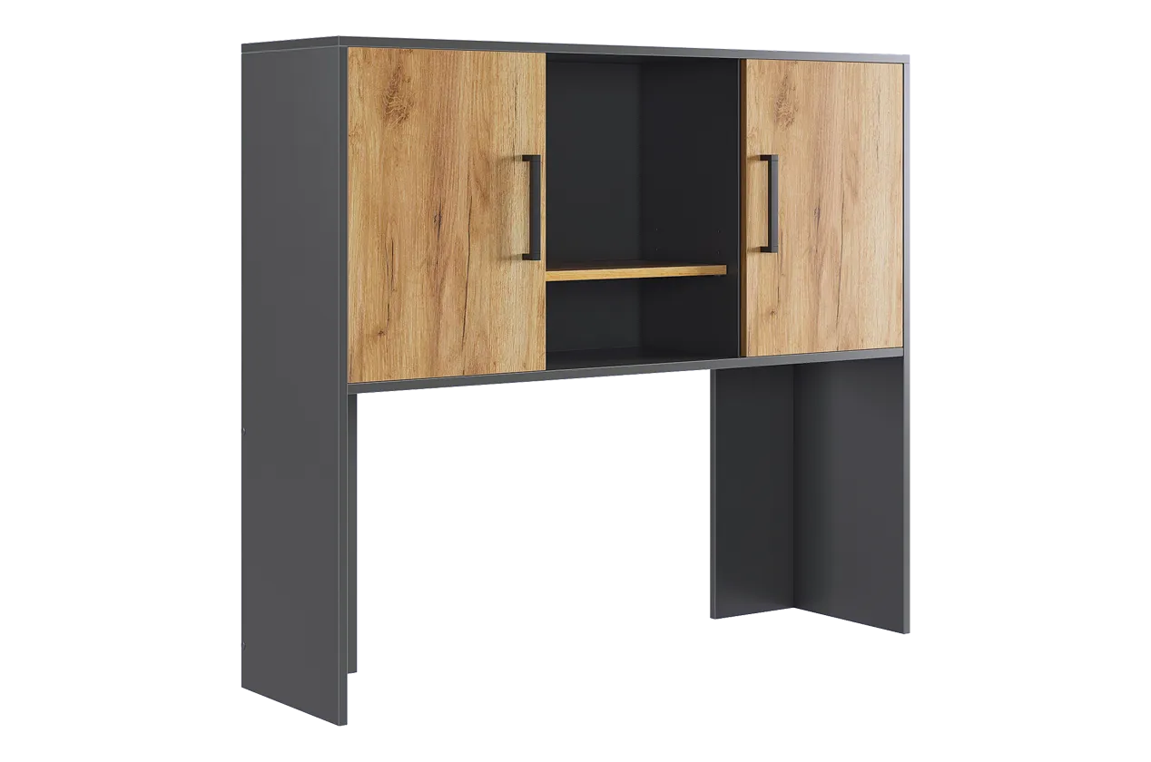 Надстройка стола компьютерного 1200 Лайт-2 графит/дуб крафт золотой в Нефтеюганске - nefteyugansk.mebel-tymen.ru | фото