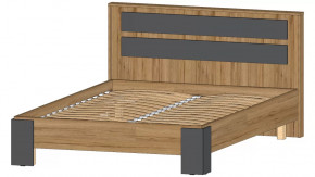 Ленора Кровать 1400 Дуб вотан/Графит в Нефтеюганске - nefteyugansk.mebel-tymen.ru | фото