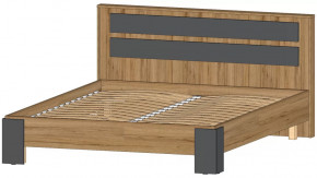 Ленора Кровать 1600 Дуб вотан/Графит в Нефтеюганске - nefteyugansk.mebel-tymen.ru | фото