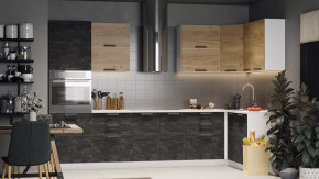 Модульная кухня «Детройт» Белый/Дуб Крафт золотой/Угольный камень в Нефтеюганске - nefteyugansk.mebel-tymen.ru | фото