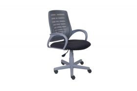 Кресло Ирис пластик серый-сетка серая/ткань NEO-26 (флок) серая (подл.пластик серый)/осн.пластик серый в Нефтеюганске - nefteyugansk.mebel-tymen.ru | фото