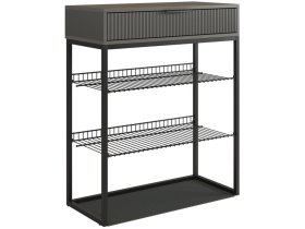 Обувница Вельвет графит/графит матовый/черный муар в Нефтеюганске - nefteyugansk.mebel-tymen.ru | фото