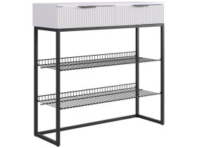 Обувница Классная 1 белое дерево/белый матовый/черный муар в Нефтеюганске - nefteyugansk.mebel-tymen.ru | фото