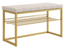 Обувница Классная 2 золото/крем (велюр) в Нефтеюганске - nefteyugansk.mebel-tymen.ru | фото