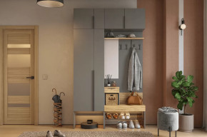 Прихожая Баско К6 графит/дуб крафт золотой в Нефтеюганске - nefteyugansk.mebel-tymen.ru | фото