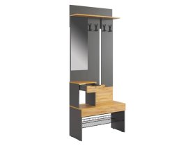 Прихожая Баско графит/дуб крафт золотой в Нефтеюганске - nefteyugansk.mebel-tymen.ru | фото