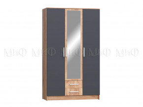 Шкаф для одежды 3-дверный Мартина ЛДСП Графит, Дуб крафт в Нефтеюганске - nefteyugansk.mebel-tymen.ru | фото