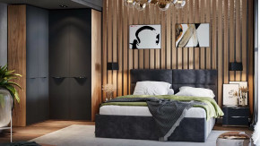 Спальный гарнитур «Глосс» №9 Яблоня Беллуно, Стекло Графит матовый в Нефтеюганске - nefteyugansk.mebel-tymen.ru | фото