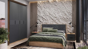 Спальный гарнитур «Хилтон» №2 Дуб Крафт золотой, Графит матовый в Нефтеюганске - nefteyugansk.mebel-tymen.ru | фото