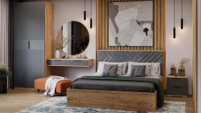 Спальный гарнитур «Хилтон» №3 Дуб Крафт золотой, Графит матовый в Нефтеюганске - nefteyugansk.mebel-tymen.ru | фото