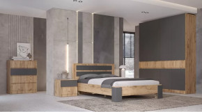 Спальный гарнитур Ленора Дуб вотан/Графит в Нефтеюганске - nefteyugansk.mebel-tymen.ru | фото