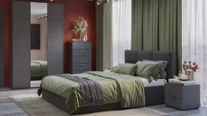 Спальный гарнитур «Стелла» №3 Серый вулкан, Фон серый, Велюр Графит в Нефтеюганске - nefteyugansk.mebel-tymen.ru | фото