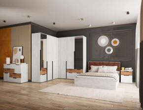 Спальня №2 Лилль Дуб крафт белый/дуб крафт табачный в Нефтеюганске - nefteyugansk.mebel-tymen.ru | фото