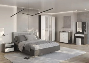 СТЕФАНИ Спальня №1, ЛДСП Графит-МДФ Серый софт/ЛДСП Рамух белый в Нефтеюганске - nefteyugansk.mebel-tymen.ru | фото
