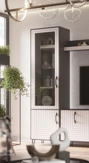 Стеклопенал Квадро М-1 серый графит/софт вайт в Нефтеюганске - nefteyugansk.mebel-tymen.ru | фото