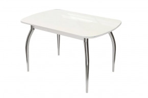 Стол Бостон, белый глянец/белый/хром триумф в Нефтеюганске - nefteyugansk.mebel-tymen.ru | фото