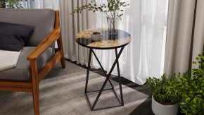 Стол журнальный ДП 1-03-05 исп. 2 Черный, Стекло с рисунком Слэб черный в Нефтеюганске - nefteyugansk.mebel-tymen.ru | фото