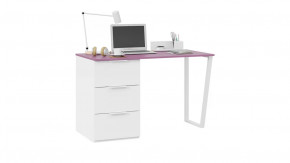 Стол письменный с тумбой универсальной «Порто» Белый, Фиолетовый в Нефтеюганске - nefteyugansk.mebel-tymen.ru | фото