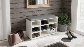 Тумба для обуви Тип 10 Дуб крафт белый, Велюр Графит в Нефтеюганске - nefteyugansk.mebel-tymen.ru | фото